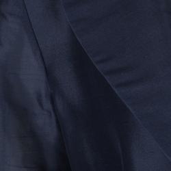 Pre Owned Gianfranco Ferre Vintage Navy Blue Silk Long Coat and Trousers Set M