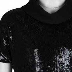 Gianfranco Ferre Black Sequin Embellished Wool Dress M