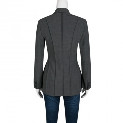Pre Owned GF Ferre Grey Pintuck Stitch Detail Tailored Three Button Blazer S