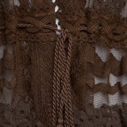 Pre Owned Gianfranco Ferre Brown Lace Tassel Tie Detail Jacket M