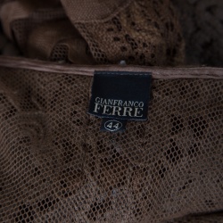 Pre Owned Gianfranco Ferre Brown Lace Tassel Tie Detail Jacket M