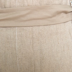 Pre Owned Gianfranco Ferre Beige Linen Belted Skirt L