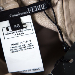 Pre Owned Gianfranco Ferre Beige Linen Belted Skirt L