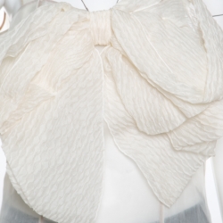 Gianfranco Ferre Cream Sheer Silk Paneled Bow Front Sleeveless Top M