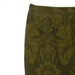 Pre Owned Gianfranco Ferre Green Brocade Skirt XL