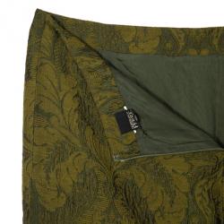 Pre Owned Gianfranco Ferre Green Brocade Skirt XL