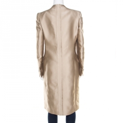 Pre Owned Gianfranco Ferre Beige Satin Double Breasted Dress Coat M