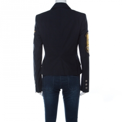 GF Ferre Vintage Navy Blue Cotton Military Patch Jacket M 