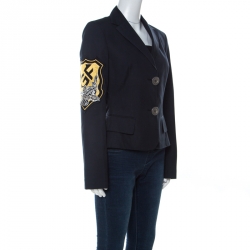 GF Ferre Vintage Navy Blue Cotton Military Patch Jacket M 