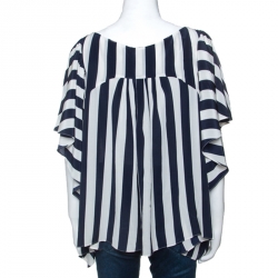 Pre Owned Gianfranco Ferre Bicolor Striped Silk Blouse M