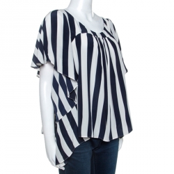 Pre Owned Gianfranco Ferre Bicolor Striped Silk Blouse M