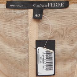 Pre Owned Gianfranco Ferre Gold Embellished Silk Corset Mini Dress S