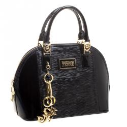 Pre Owned Gianfranco Ferre Black Patent Leather Dome Bag