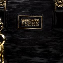 Pre Owned Gianfranco Ferre Black Patent Leather Dome Bag
