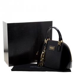 Pre Owned Gianfranco Ferre Black Patent Leather Dome Bag