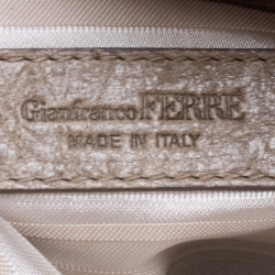 Gianfranco Ferre Beige Leather Foldover Clutch