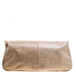 Gianfranco Ferre Beige Leather Foldover Clutch