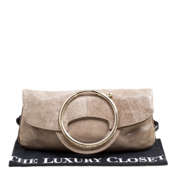 Gianfranco Ferre Beige Leather Foldover Clutch