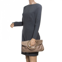 Gianfranco Ferre Beige Leather Foldover Clutch
