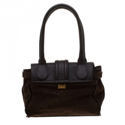 Pre Owned Gianfranco Ferre Brown Suede and Leather Satchel