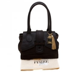 Pre Owned Gianfranco Ferre Brown Suede and Leather Satchel