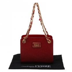 Gianfranco Ferre Red Patent Leather Chain Shoulder Bag