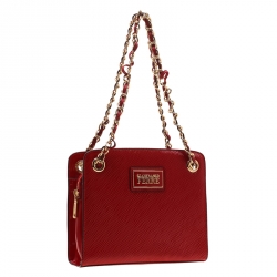 Gianfranco Ferre Red Patent Leather Chain Shoulder Bag