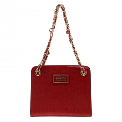 Gianfranco Ferre Red Patent Leather Chain Shoulder Bag