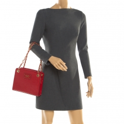 Gianfranco Ferre Red Patent Leather Chain Shoulder Bag