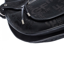 GF Ferre Black Signature Canvas and Leather Hobo