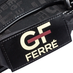 GF Ferre Black Signature Canvas and Leather Hobo
