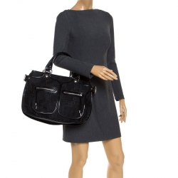 GF Ferre Black Signature Canvas and Leather Hobo