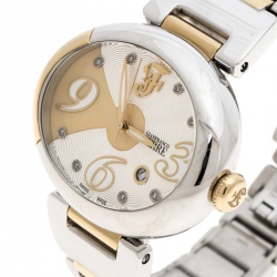Pre Owned Gianfranco Ferre Silver White Stainless Steel Diamond Collection Oval Watch 44 mm