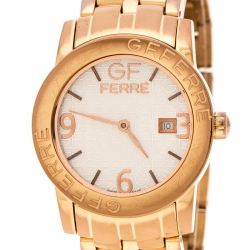 Pre Owned Gianfranco Ferre Silver White Rose Gold Plated Steel 9085L Women's Wristwatch 32 mm