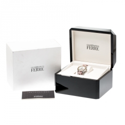 Pre Owned Gianfranco Ferre White Mother of Pearl Two Tone Stainless Steel Diamond Collection Women's Wristwatch 35 mm