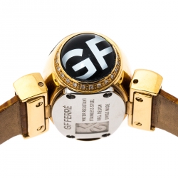 Pre Owned Gianfranco Ferre Gold Plated Diamonds Studded Oval GF 9009L Women's Wristwatch 35.50 mm