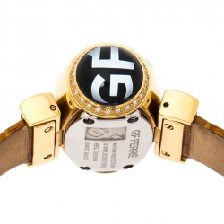 Pre Owned Gianfranco Ferre Gold Plated Diamonds Studded Oval GF 9009L Women's Wristwatch 35.50 mm