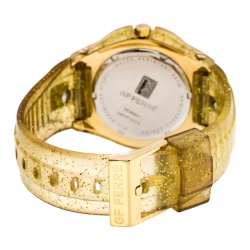 GF Ferre Yellow Gold Plated Stainless Steel Rubber GF9024J Women's Wristwatch 43 mm
