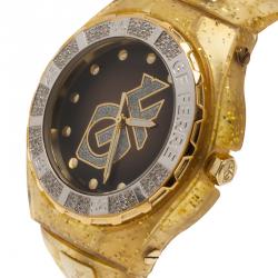 GF Ferre Black Stainless Steel and Rubber Women's Wristwatch 44MM