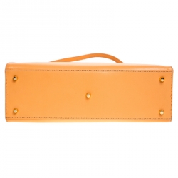 Pre Owned Gianni Versace Light Orange Leather Frame Shoulder Bag