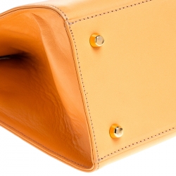 Pre Owned Gianni Versace Light Orange Leather Frame Shoulder Bag