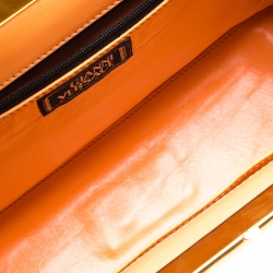 Pre Owned Gianni Versace Light Orange Leather Frame Shoulder Bag