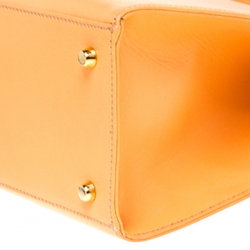 Pre Owned Gianni Versace Light Orange Leather Frame Shoulder Bag