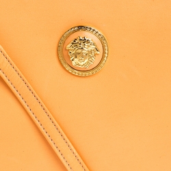 Pre Owned Gianni Versace Light Orange Leather Frame Shoulder Bag