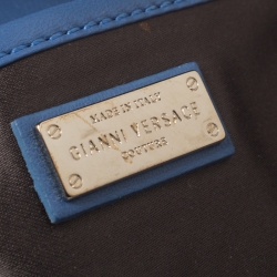 Versace Blue Patent Leather Flap Shoulder Bag
