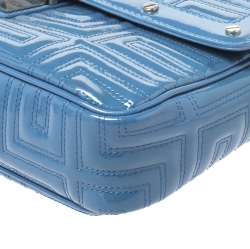 Versace Blue Patent Leather Flap Shoulder Bag