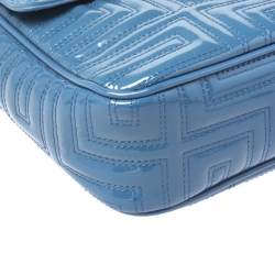 Versace Blue Patent Leather Flap Shoulder Bag