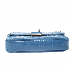Versace Blue Patent Leather Flap Shoulder Bag