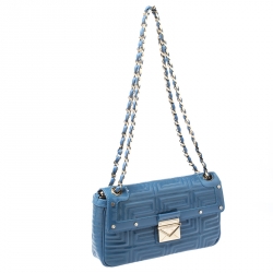 Versace Blue Patent Leather Flap Shoulder Bag