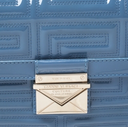 Versace Blue Patent Leather Flap Shoulder Bag
